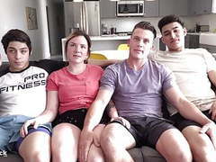CrocoList presents: Crazy teen 4some. ass splitting huge cock and rimming!