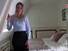 CrocoList presents: German female real estate agent secretary in pantyhose fuck
