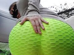 CrocoList presents: Girl enjoys the masturbation with a vibrator dildo outside her car and outdoors until reaching orgasm