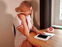 CrocoList presents: German nurse lauren help guy with sex to get a sperm sample