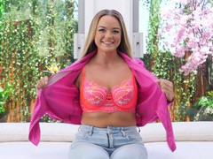 CrocoList presents: Alexis jerks a dick with her big boobs before fucking on the sofa