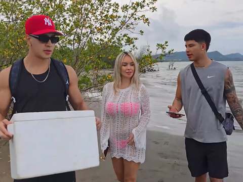 CrocoList presents: Threesome on the beach with stepbrothers - danner mendez - tatiana alvarez - max betancur