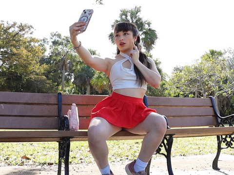 CrocoList presents: Gorgeous solo college babe doing striptease in a park - pixie