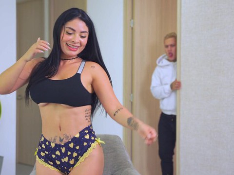 CrocoList presents: Brunette alejandra palacios with hot ass sucking a hard cock