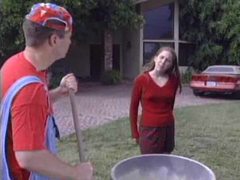 CrocoList presents: Cute schoolgirl fucked in the gym by worker