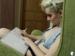 CrocoList presents: Slender sexy blonde with her small tits exposed