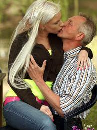CrocoList presents: Horny blonde teenage beauty riding an old stiff schlong