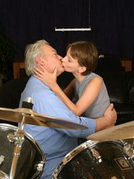 CrocoList presents: Teenie tasting the cumload from a grey old male drummer