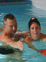 CrocoList presents: Brunette teenage beauty fucked by a horny swim teaching paps