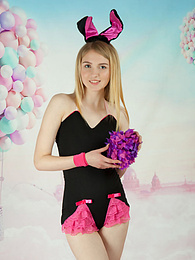 CrocoList presents: This tight blonde bunny has some smoking hot fun with stripping her clothes and playing with her flower