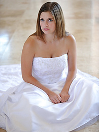 CrocoList presents: Busty glamorous amateur Danielle models wedding gown indoors & by the pool