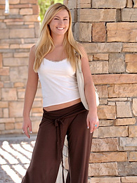 CrocoList presents: Light-Haired american cutie Summer Solstice removes her clothes and toys her twat