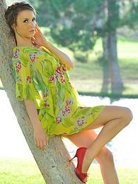 CrocoList presents: Beautiful american cutie Malena Morgan flaunts her sexy butt and plays with a vibrator outdoors